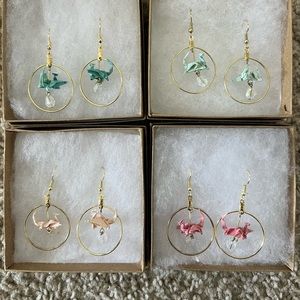 Origami dragon hoop earrings